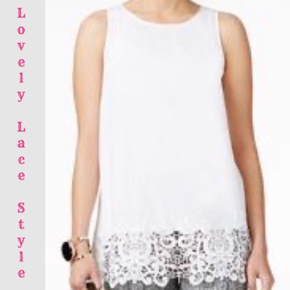Romantic Lace Hem Sleeveless Soft Dressy Blouse Tank Top Skyes The Limit Size M